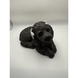 Vtg Sandicast Miniature Black Poodle Dog Sandra Brue 1981 Sculpture Signed 8"x5"